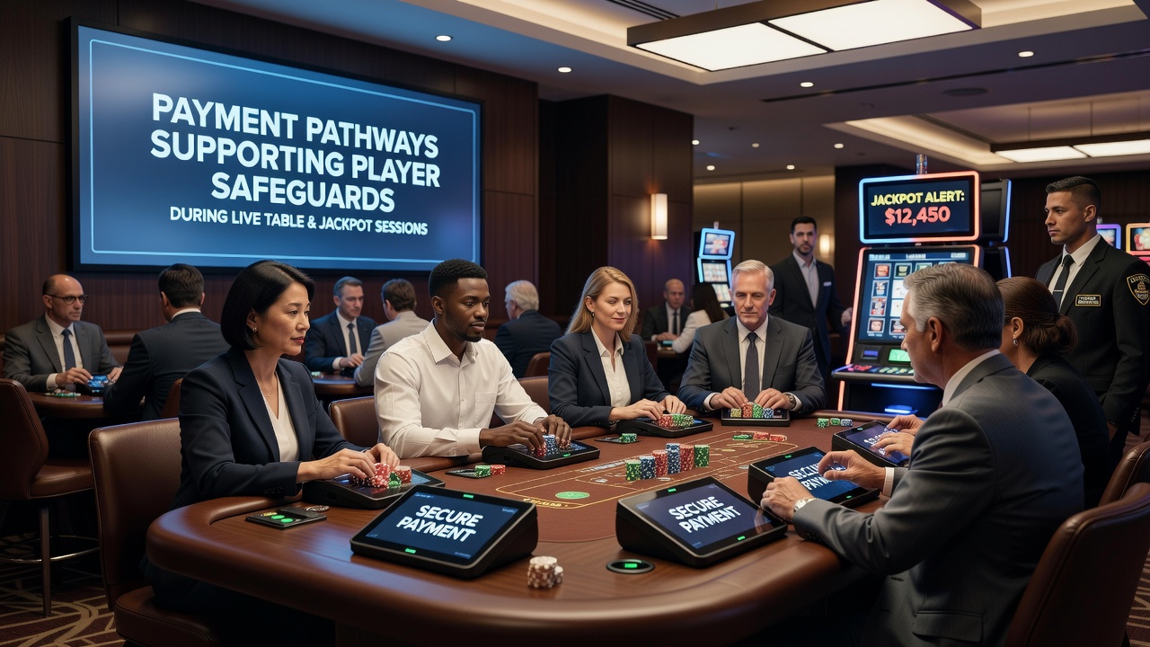 Live casino table interface with integrated payment dashboard showing deposit limits and session timers